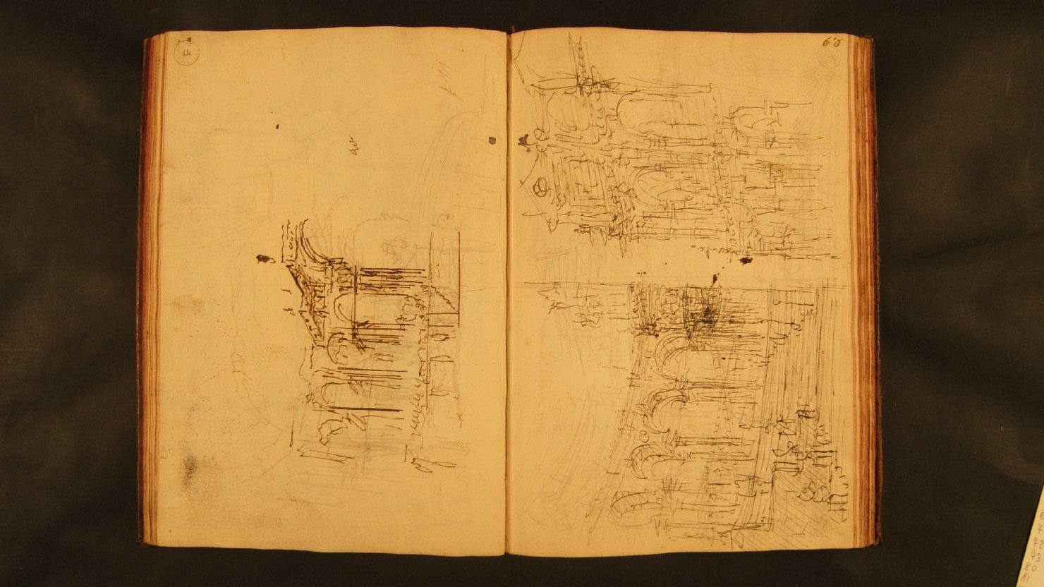 scalinata (a sinistra)/ due piante (disegno, elemento d'insieme) di Galliari Fabrizio (attribuito) (sec. XVIII)