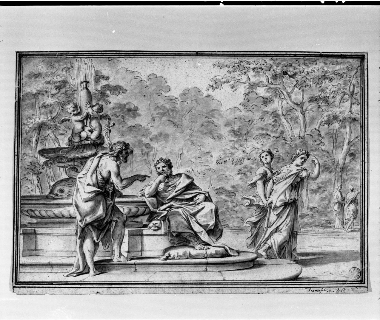 San Giovanni Battista conversa con Erode (disegno, opera isolata) di Franceschini Marcantonio (attribuito) (fine sec. XVII)