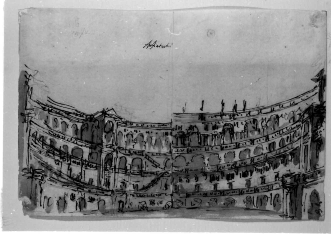 anfiteatro (disegno) di Galliari Fabrizio (attribuito), Galliari Bernardino (attribuito) (seconda metà sec. XVIII)