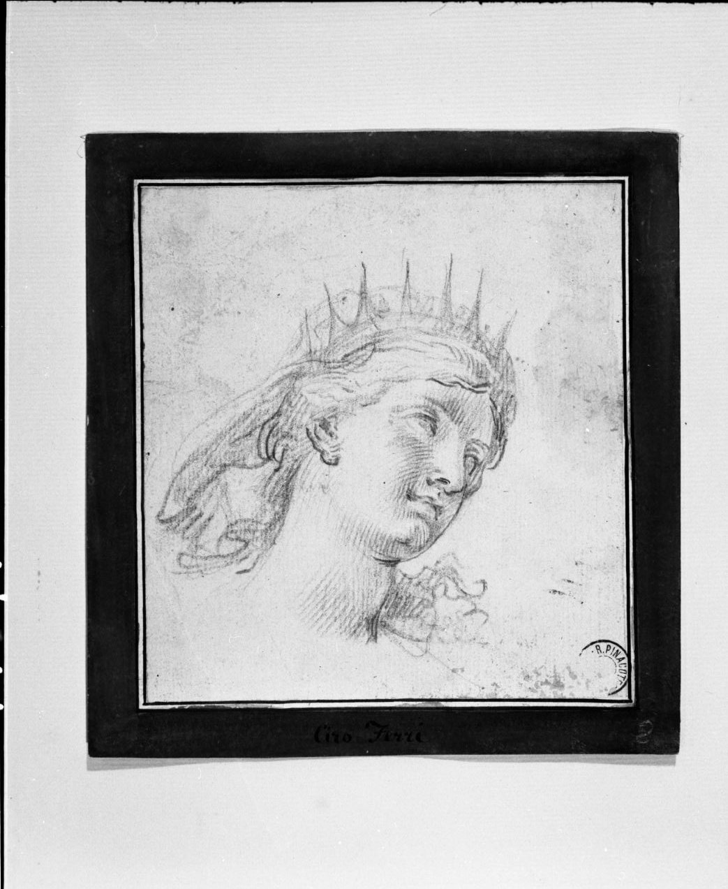 testa di donna con corona (disegno) di Ferri Ciro (attribuito) (sec. XVII)
