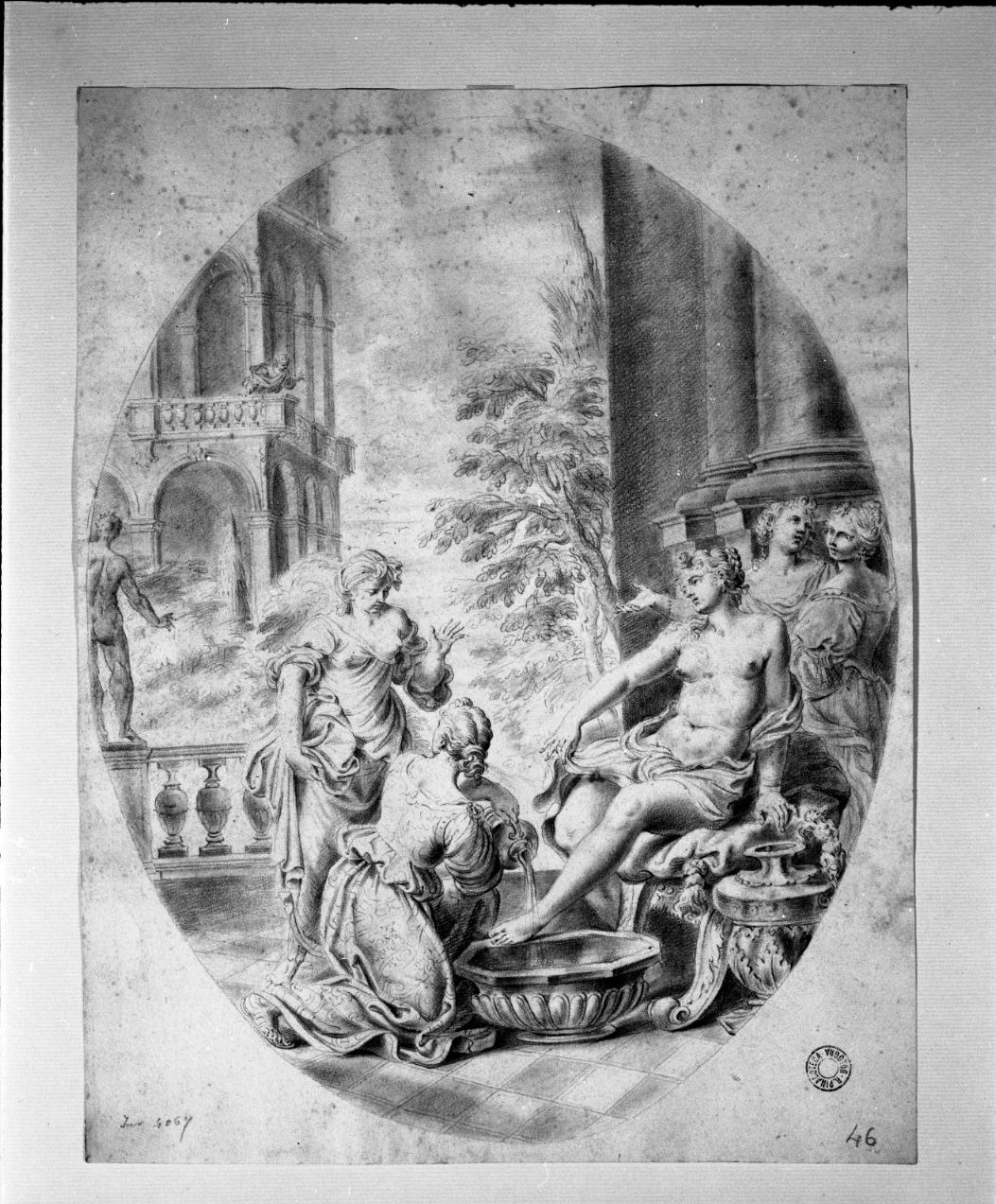 Venere con le ancelle (disegno, opera isolata) di Fratta Domenico Maria (attribuito) (sec. XVIII)