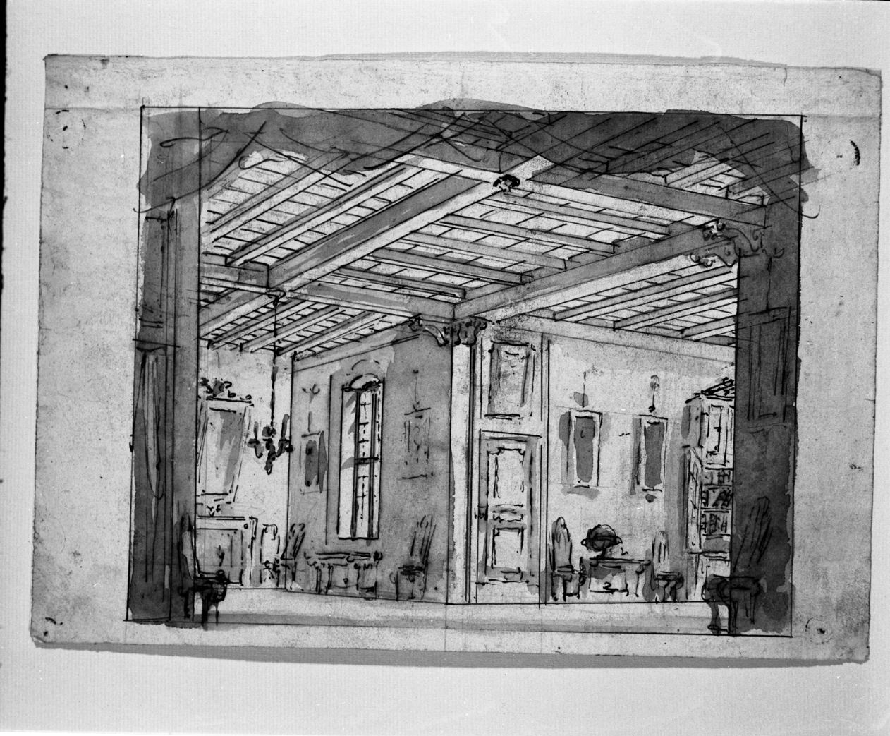camera d'appartamento (disegno) di Galliari Fabrizio (attribuito), Galliari Bernardino (attribuito) (seconda metà sec. XVIII)