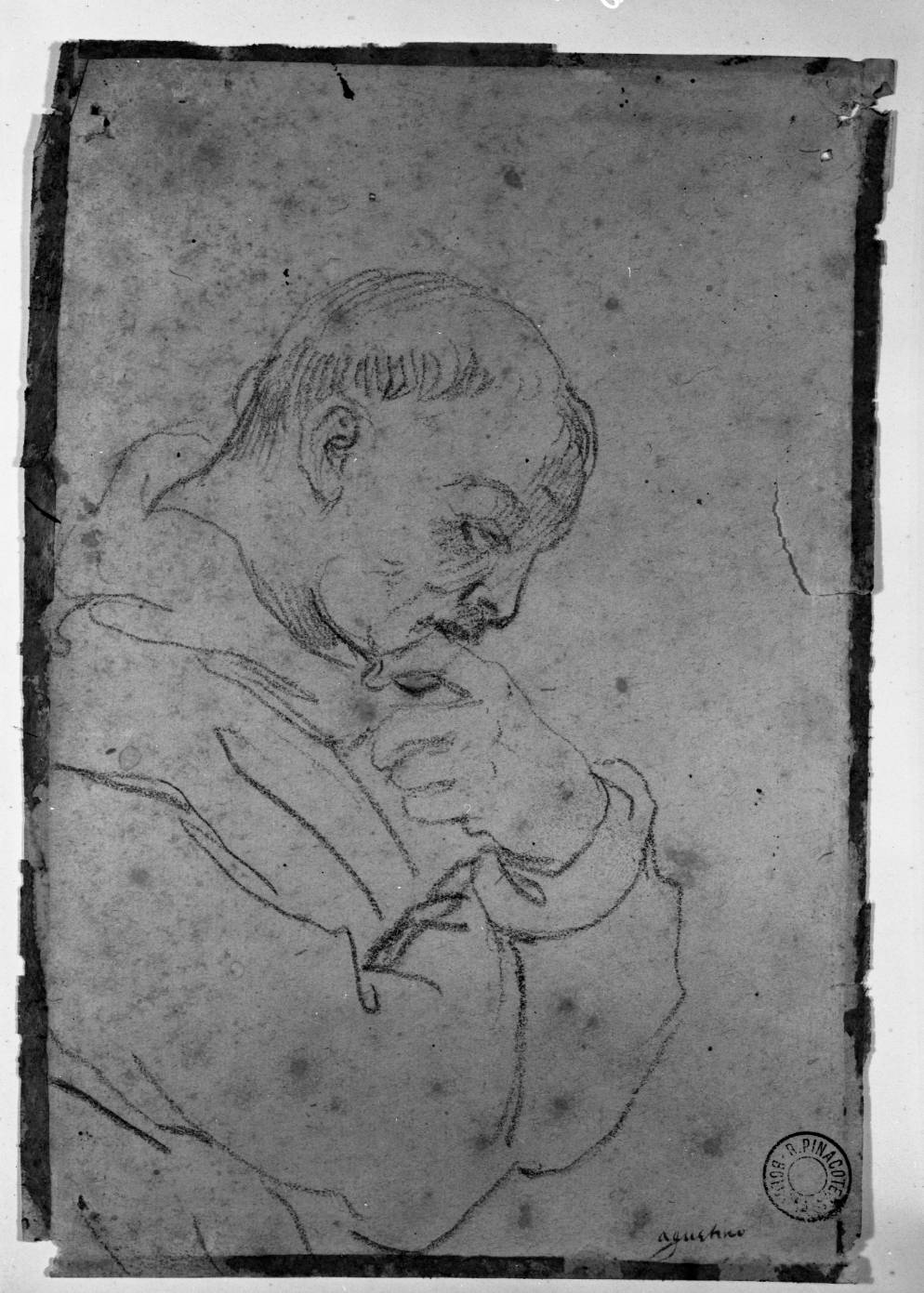 studio di busto di monaco di profilo (disegno, elemento d'insieme) di Carracci Agostino (attribuito) (sec. XVI)