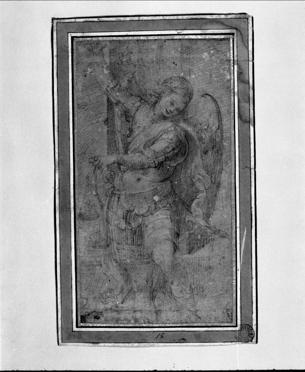 San Michele Arcangelo (disegno, opera isolata) di Calvaert Denys detto Dionisio fiammingo (attribuito) (sec. XVI)