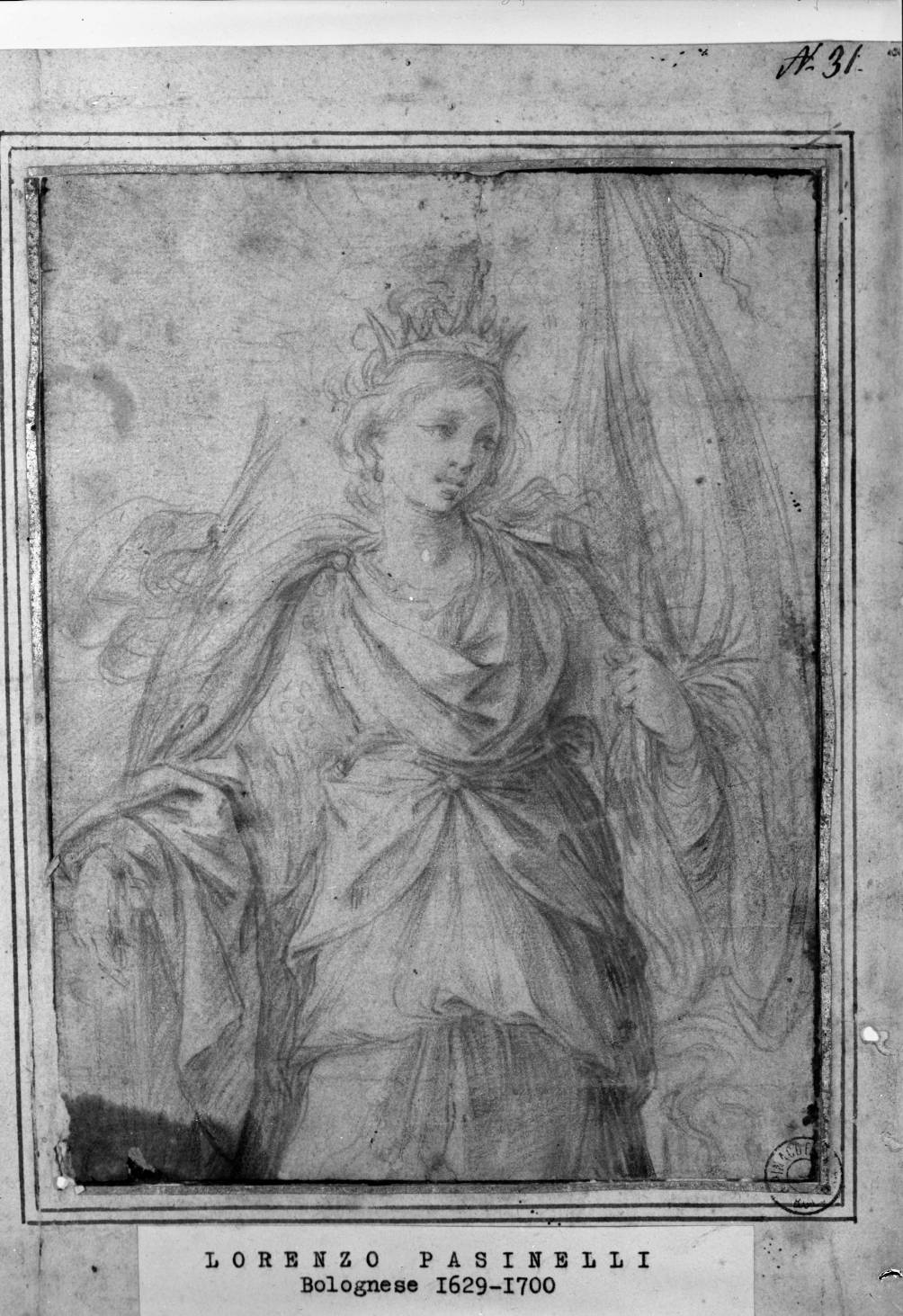 Sant'Orsola (disegno, opera isolata) di Pasinelli Lorenzo (attribuito) (sec. XVII)