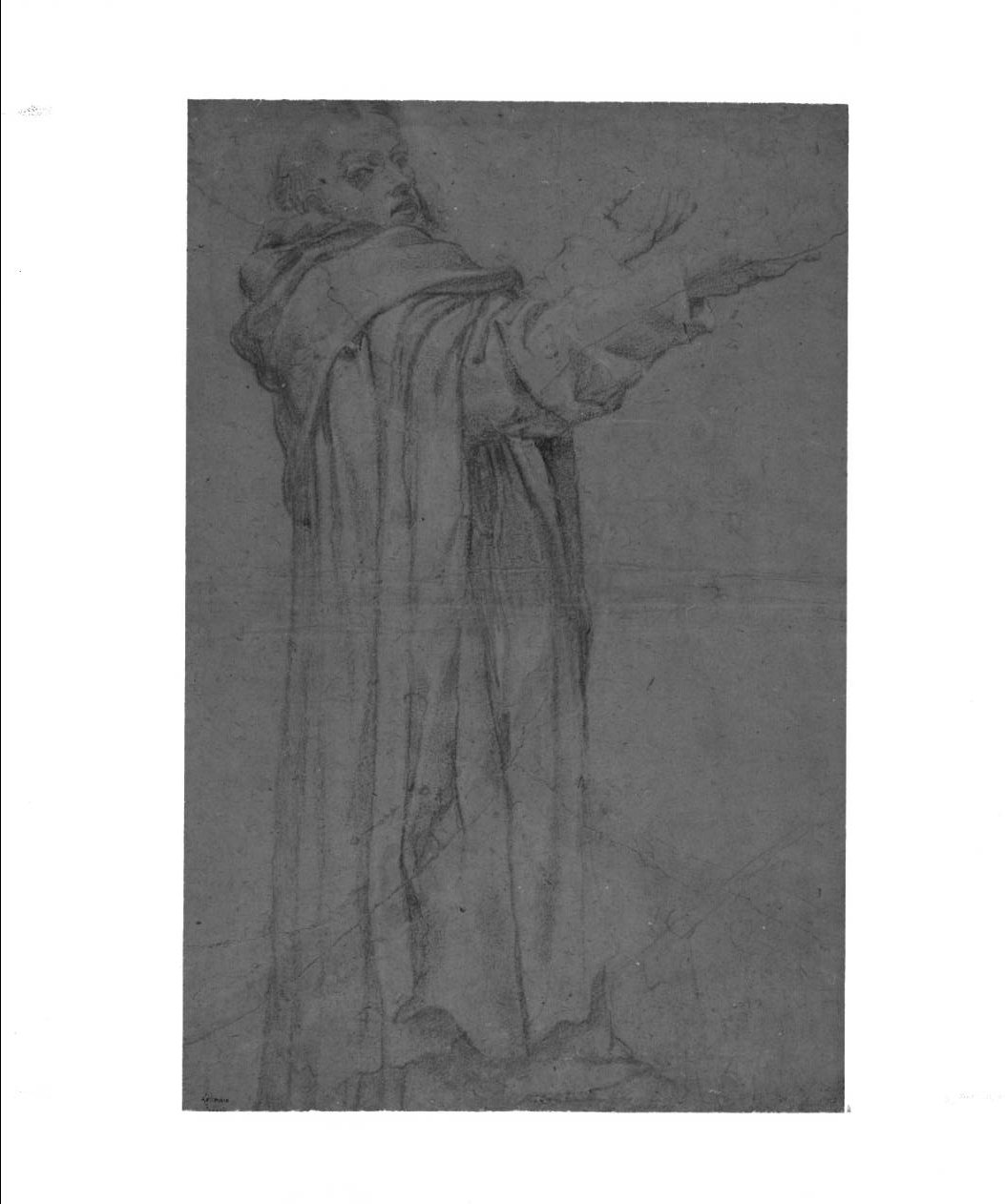 San Domenico/ studio di panneggio (disegno, opera isolata) di Carracci Ludovico (sec. XVI)