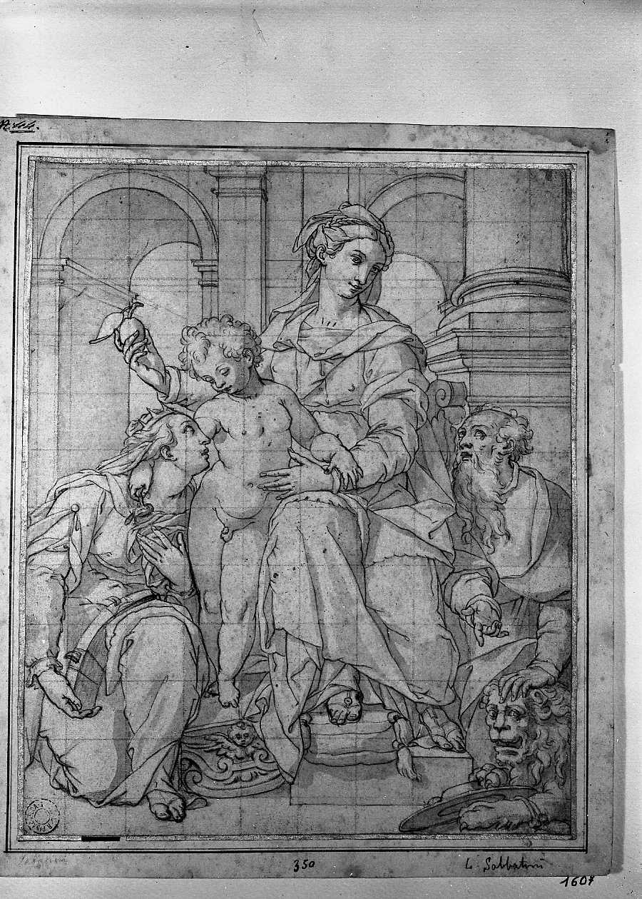 Madonna con Bambino e Santi (disegno, opera isolata) di Samacchini Orazio (attribuito) (sec. XVI)