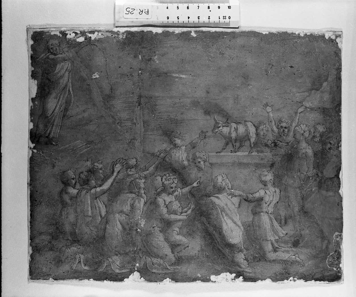 adorazione del vitello (disegno, opera isolata) di Pupini Biagio detto Biagio dalla Lame (attribuito) (sec. XVI)
