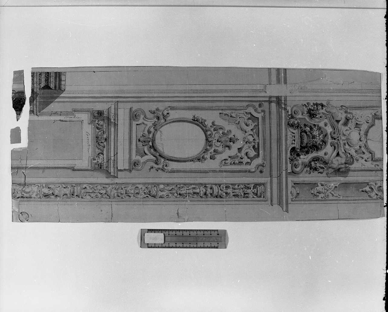 decorazioni per una parete (disegno, opera isolata) di Samoggia Luigi (attribuito) (sec. XIX)