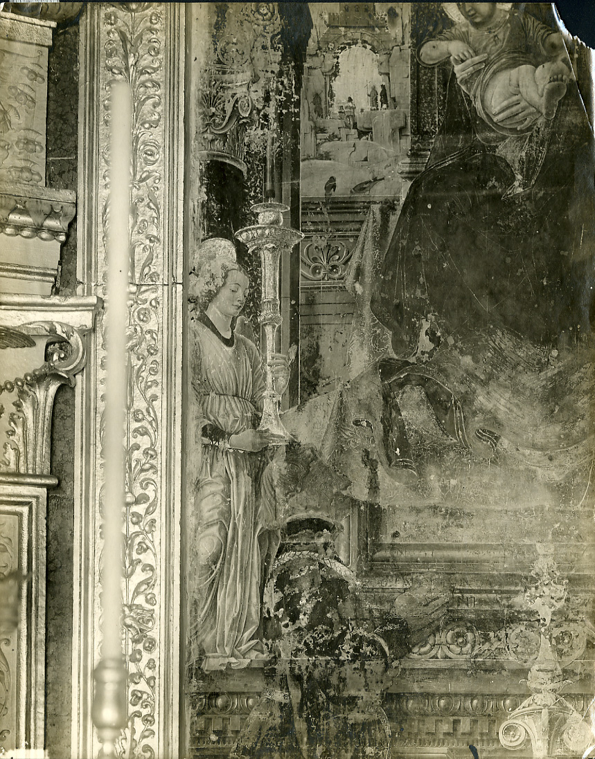 Del Cossa Francesco (attr.)/ Madonna del Baraccano, particolare dell'angelo/ Bologna/ Chiesa del Baraccano (positivo) di Del Cossa, Francesco (attr), G.F.N. - Gabinetto Fotografico Nazionale (XX)