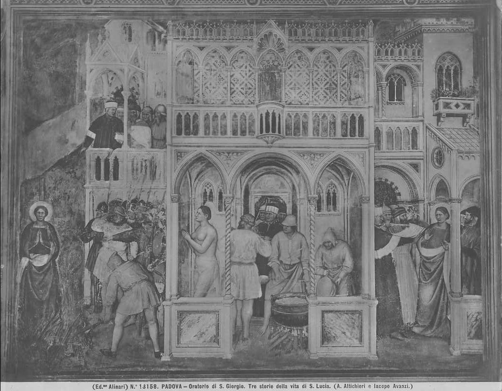 Altichiero, Avanzi, J./ Storie della vita di S. Lucia/ Padova/ Oratorio di S. Giorgio (positivo) di Avanzi, Jacopo, Altichiero, F.lli Alinari (ditta), F.lli Alinari S.p.A. - Istituto di Edizioni Artistiche - Firenze (ditta) (XX)