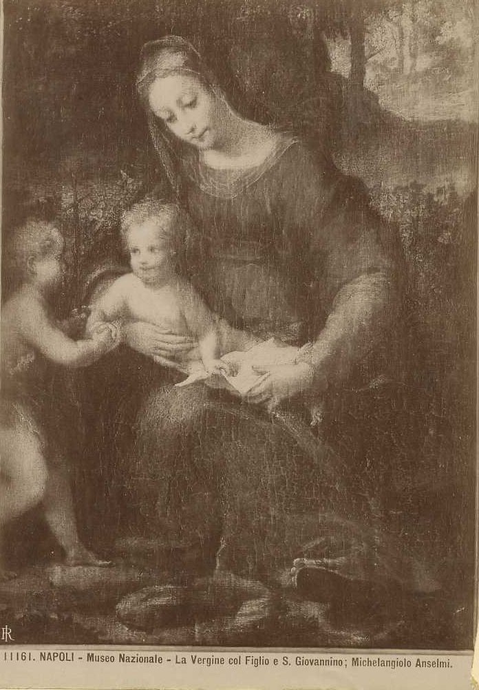 Dipinti - Madonna col Bambino e S. Giovannino (positivo) di Anselmi, Michelangelo, Brogi, Giacomo (ditta) (XIX/ XX)