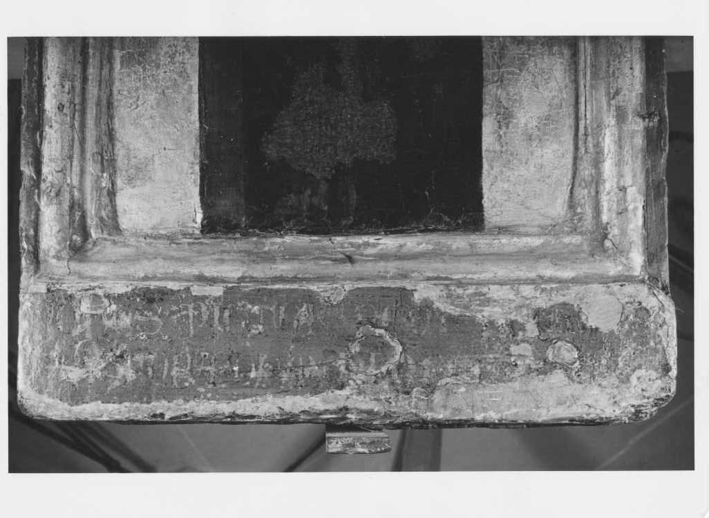 Giovanni da Rimini/ Cristo crocifisso, particolare dell' iscrizione/ Mercatello sul Metauro (PU)/ Chiesa di S.Francesco (positivo) di Giovanni da Rimini, Studio Fotofast (ditta) (XX)