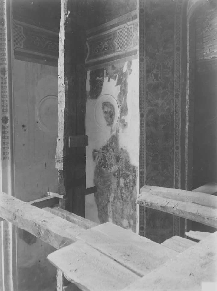 Affreschi - Figura di Santo (positivo) di Giovanni da Rimini (attr), Anonimo (XX)