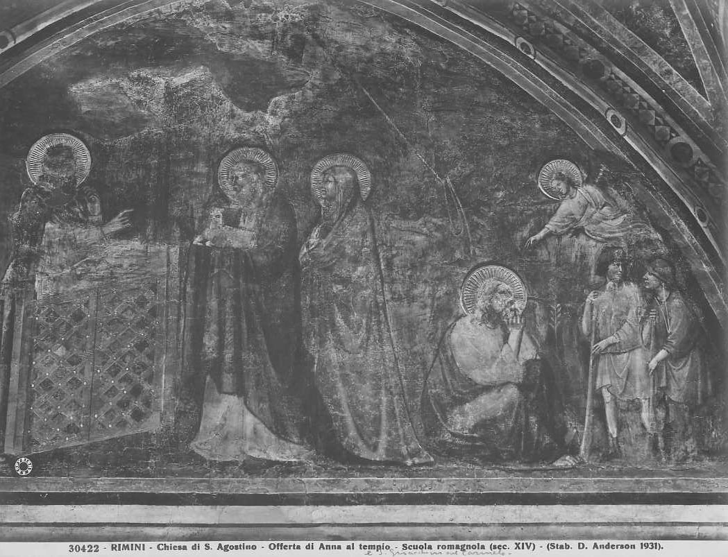 Giovanni da Rimini (attr.)/ Affreschi con le scene della vita della Vergine, particolare con l'offerta di Anna al Tempio/ Rimini/ Chiesa di S. Agostino (positivo) di Giovanni da Rimini (attr), Anderson, Domenico - scuola romagnola (XX)