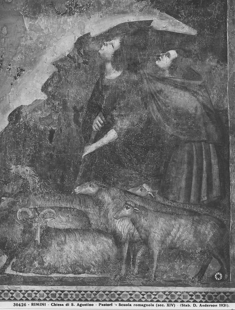 Affreschi - Pastori (positivo) di Giovanni da Rimini (attr), Anderson, Domenico - scuola romagnola (XX)