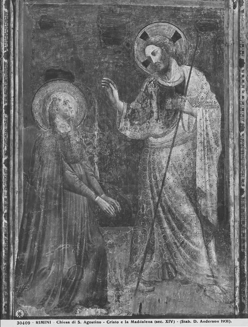Affreschi - Cristo e la Maddalena (positivo) di Giovanni da Rimini (attr), Anderson, Domenico - scuola romagnola (XX)