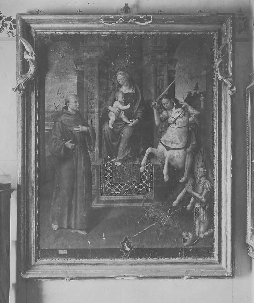 Longhi, L./ Madonna col Bambino, San Giorgio, San Francesco e il donatore/ Santarcangelo di Romagna/ Museo Storico Archeologico di Santarcangelo (positivo) di Longhi, Luca, Anonimo (XX)