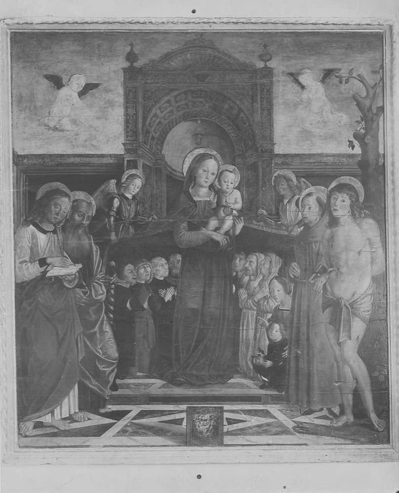 Dolci, L./ Pala della Madonna della Misericordia/ Montefiore Conca (RN)/ Chiesa di S. Paolo (positivo) di Dolci, Luzio (attr), Anonimo (XX)