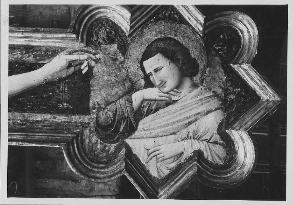 Scuola riminese/ Crocifisso, particolare con S. Giovanni/ S. Arcangelo di Romagna/ Pieve di S. Michele (positivo) di Anonimo - scuola riminese (XX)