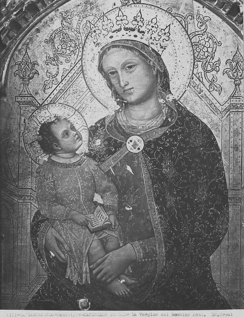 Jacobello di Bonomo/ Polittico, particolare della Madonna col Bambino/ Santarcangelo di Romagna/ Museo Storico Archeologico di Santarcangelo (positivo) di Jacobello di Bonomo, Croci, Felice (XX)