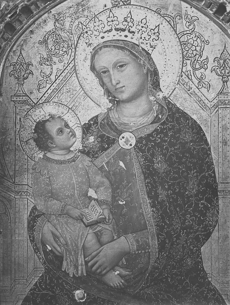 Jacobello di Bonomo/ Polittico, particolare della Madonna col Bambino/ Santarcangelo di Romagna/ Museo Storico Archeologico di Santarcangelo (positivo) di Jacobello di Bonomo, Croci, Felice (XX)