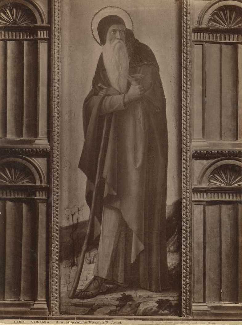 Bellini, G./ Trittico di S. Sebastiano, pannello con S. Antonio/ Venezia/ Gallerie dell'Accademia (positivo) di Bellini, Giovanni, Vivarini, Alvise (attr), Anderson, Domenico (XX)