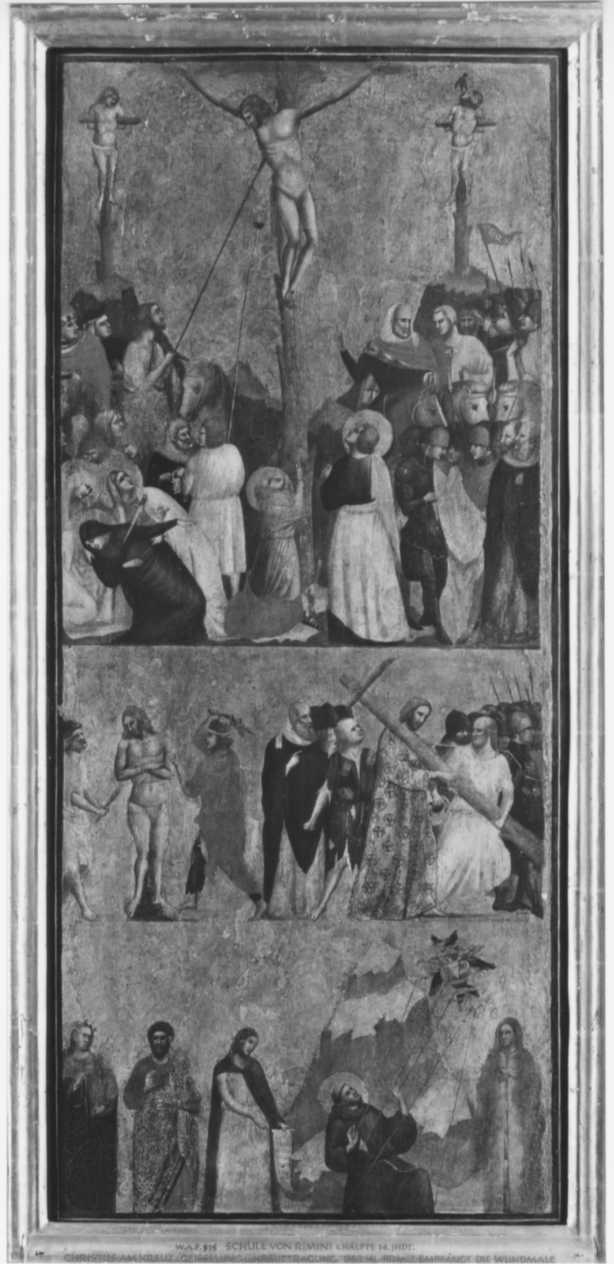 Pietro da Rimini/ Parte di dittico con Crocifissione, Salita al Calvario, Stimmate di San Francesco/ Alte Pinakothek/ Monaco (positivo) di Pietro da Rimini, Anonimo (XX)