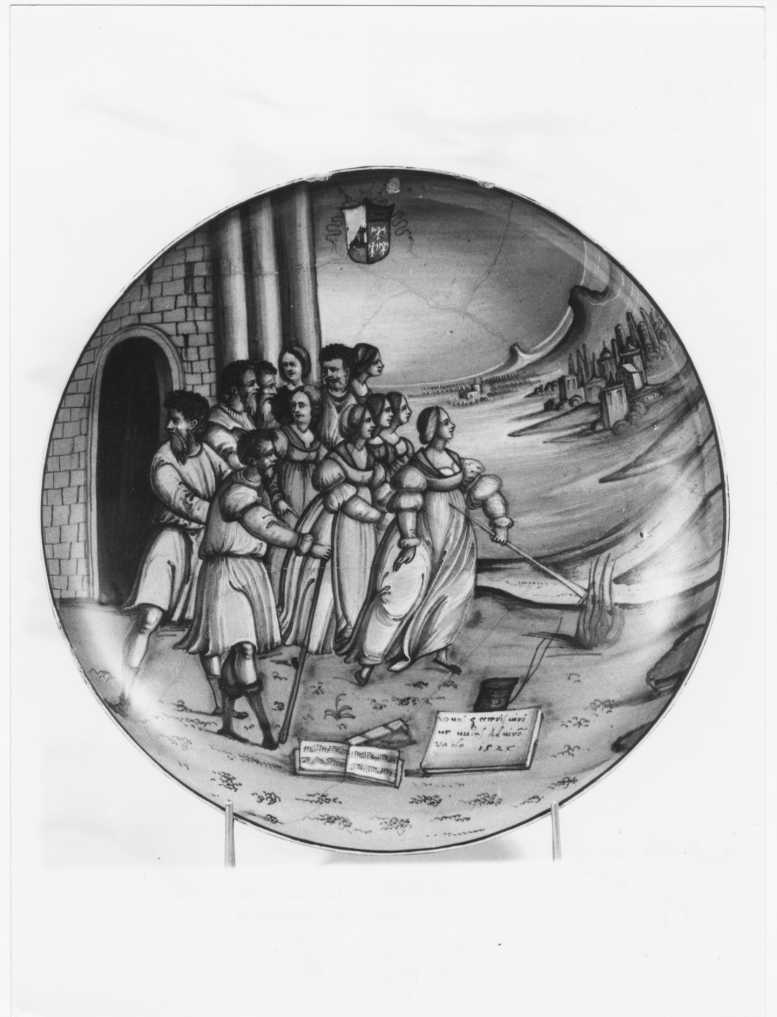 Scuola Faentina/ Piatto in ceramica con Donne in riva ad un fiume/ Galleria Estense/ Modena (positivo) di Archivio Fotografico di Modena - Scuola Faentina (XIX/ XX)