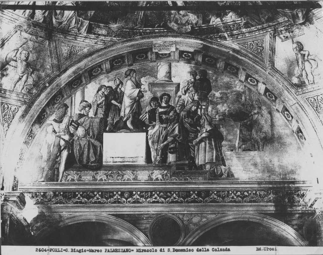 Affreschi - Miracolo di San Domenico della Calzada (positivo) di Melozzo degli Ambrosi detto Melozzo da Forlì, Croci, Enea (XX)