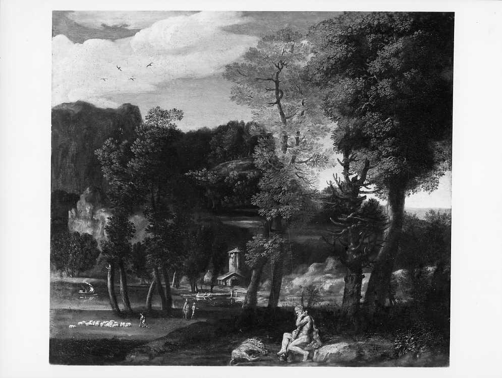 Dipinti - Paesaggio con Ercole (positivo) di Tassi, Agostino (attr), Villani & Figli (ditta) (XX)