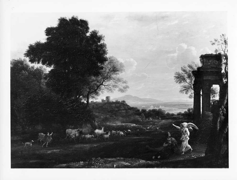 Dipinti - Paesaggio con Agar e l'angelo (positivo) di Lorrain, Claude, Villani & Figli (ditta) (XX)