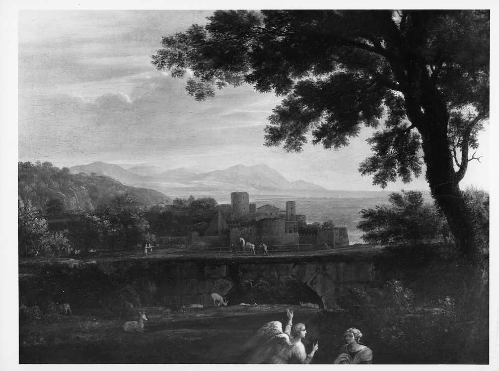 Dipinti - Paesaggio con Agar e l'angelo (positivo) di Lorrain, Claude, Villani & Figli (ditta) (XX)