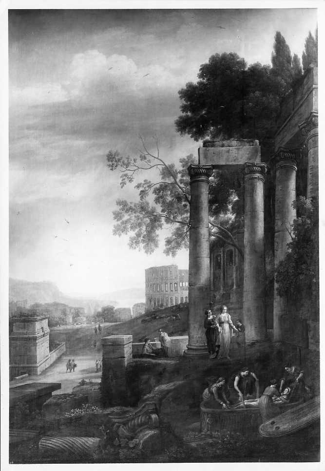 Dipinti - Paesaggio con seppellimento di S. Serapia (positivo) di Lorrain, Claude, Laboratorio Fotografico del Prado (laboratorio) (XX)