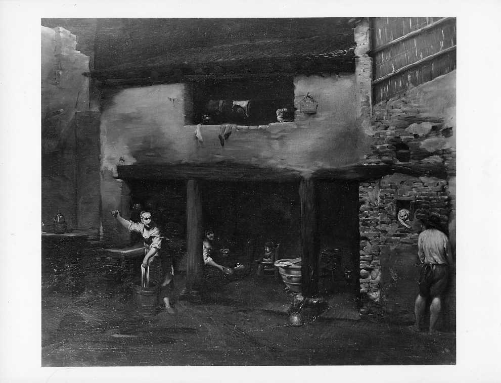 Crespi, G.M./ Scena di cortile/ Bologna/ Pinacoteca Nazionale (positivo) di Crespi, Giuseppe Maria, Villani, Achille (ditta) (XX)