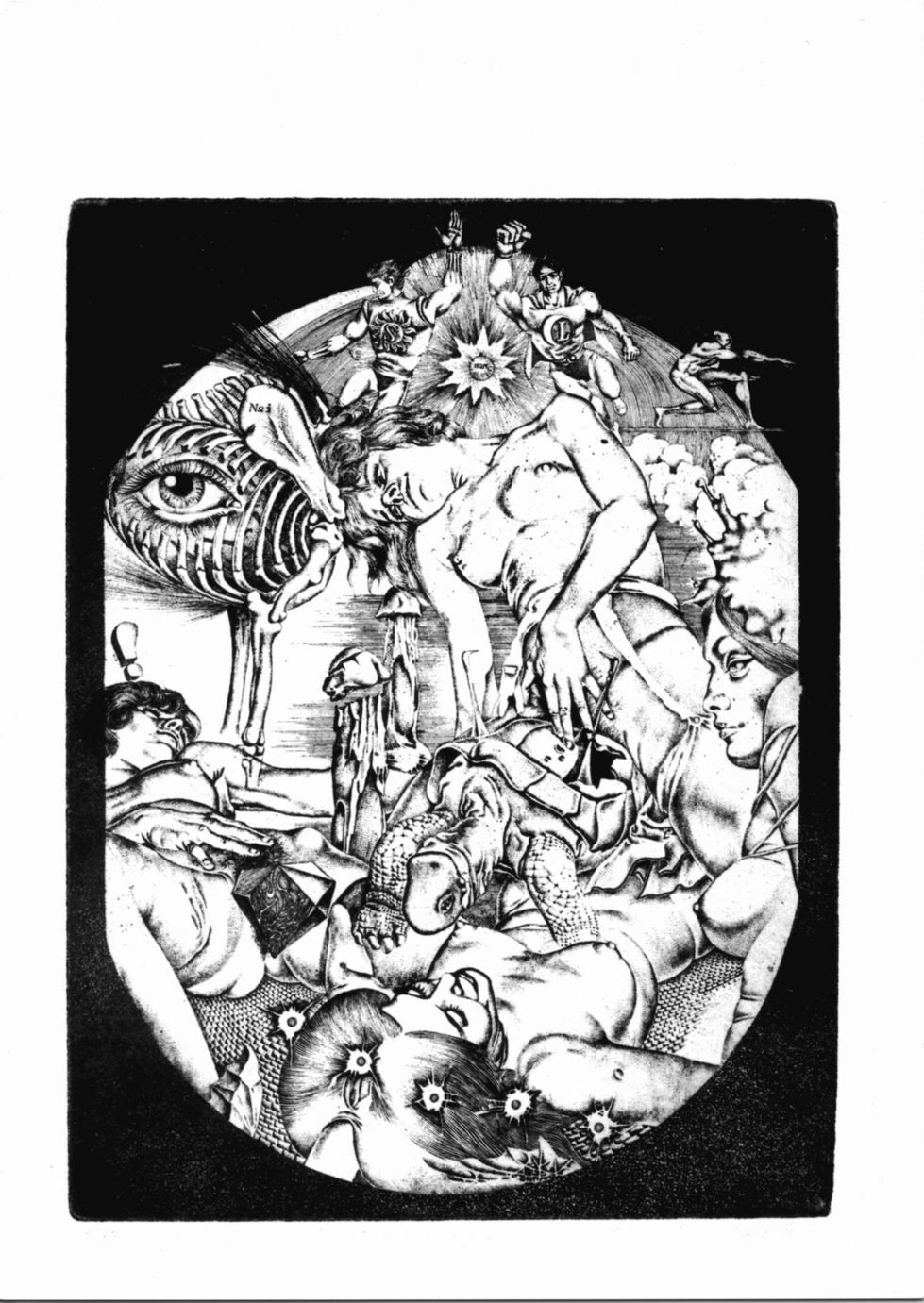 Composizione con tartaruga e figure (stampa) di Kejci Jan (sec. XX)