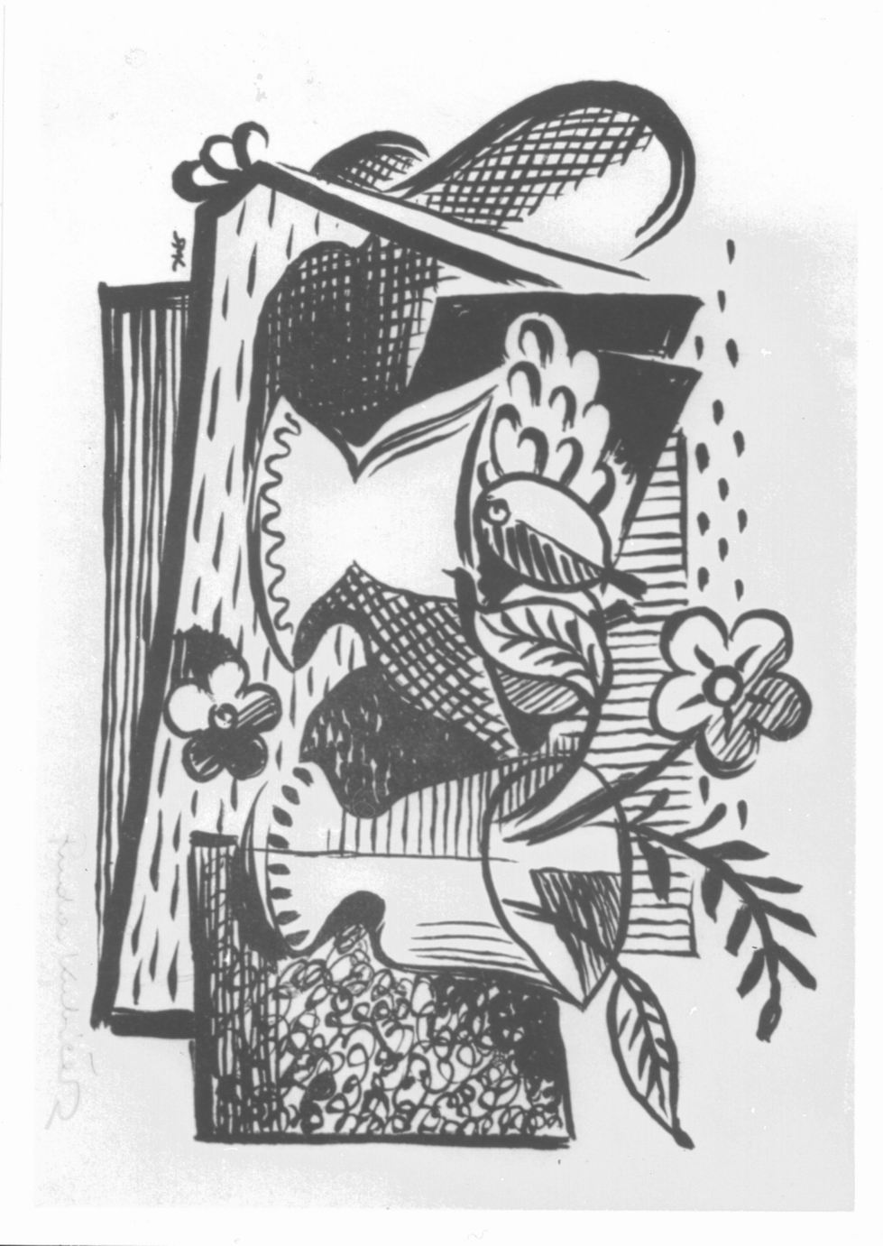 Natura morta con frutta e fiori (stampa) di Kubicek Rudolf (seconda metà sec. XX)