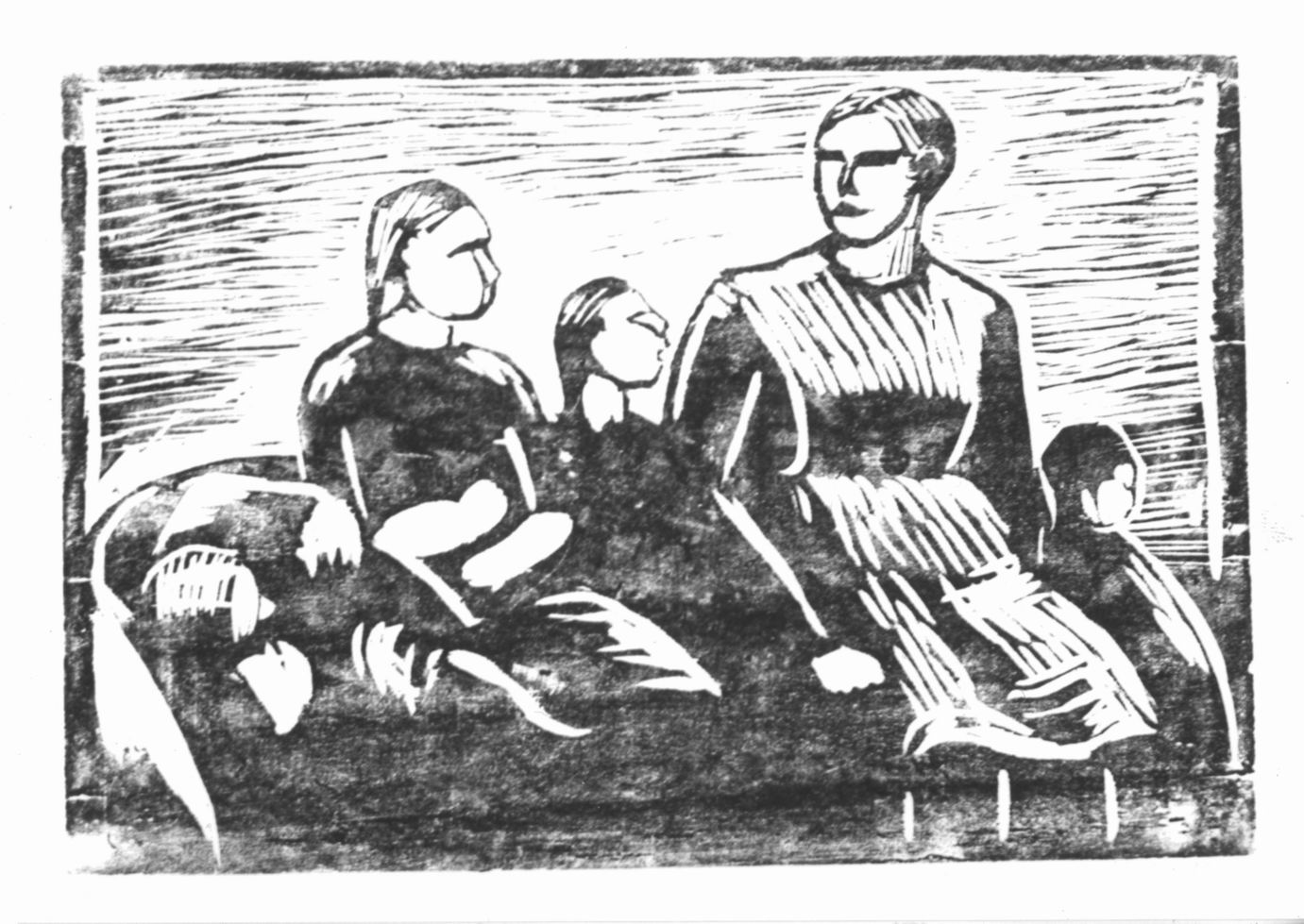 madre con bambini (stampa) di Holm-Møller Olivia (sec. XX)