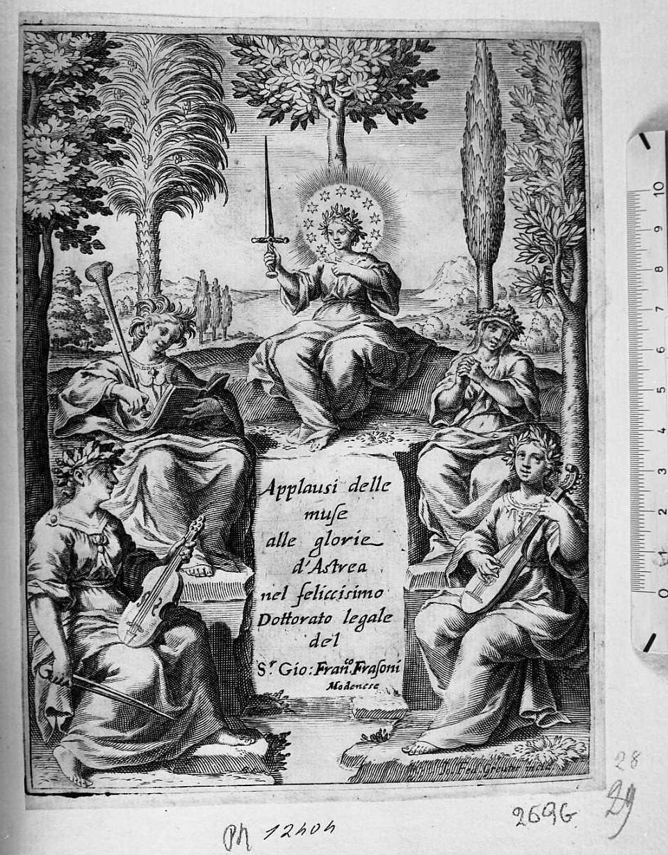 muse (stampa tagliata) di Greuter Johann Friederich (sec. XVII)