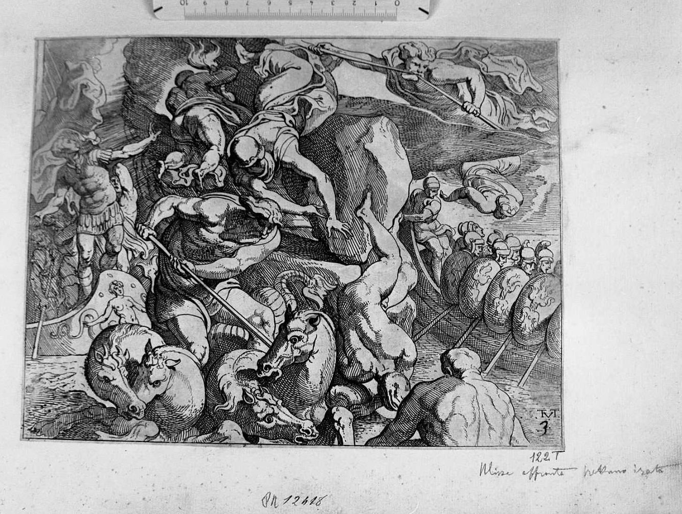 Ulisse affronta Nettuno irato, Storie di Ulisse (stampa tagliata) di Van Thulden Theodoor (sec. XVII)