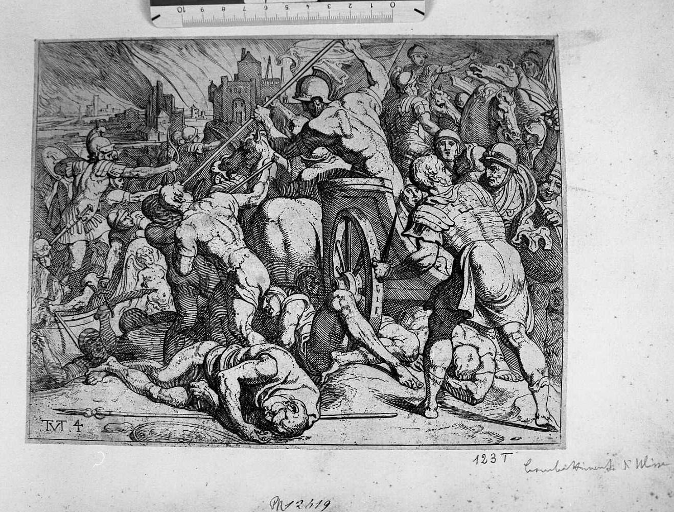 Combattimento di Ulisse, Storie di Ulisse (stampa tagliata) di Van Thulden Theodoor (sec. XVII)
