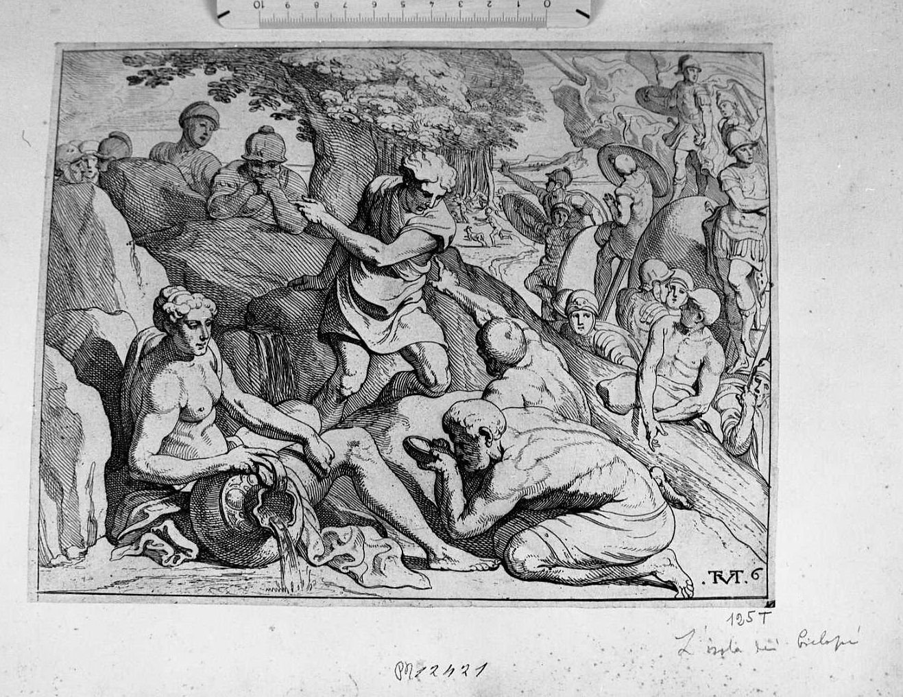L'isola dei Ciclopi, Storie di Ulisse (stampa tagliata) di Van Thulden Theodoor (sec. XVII)