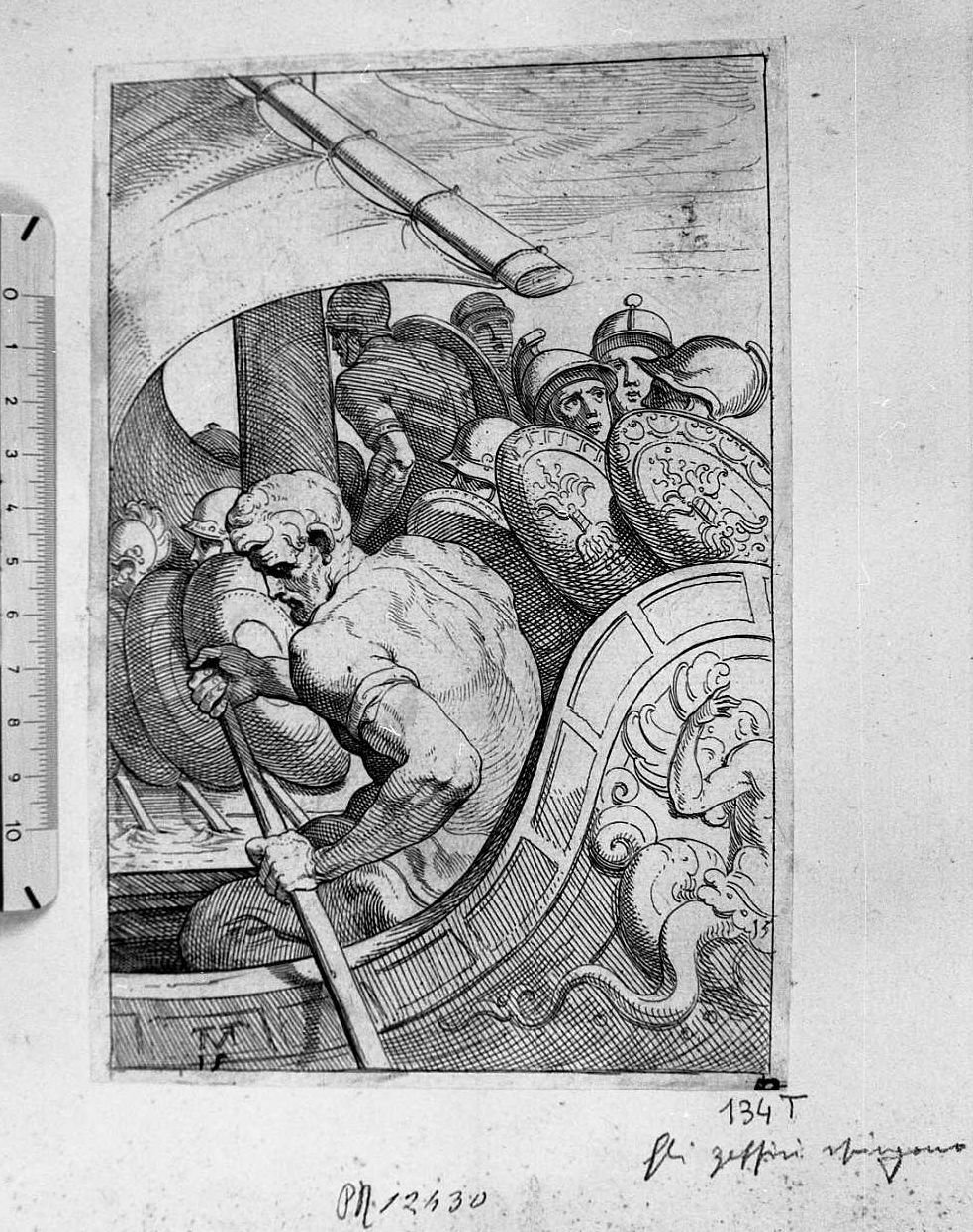 Gli Zeffiri spingono la flotta, Storie di Ulisse (stampa tagliata) di Van Thulden Theodoor (sec. XVII)