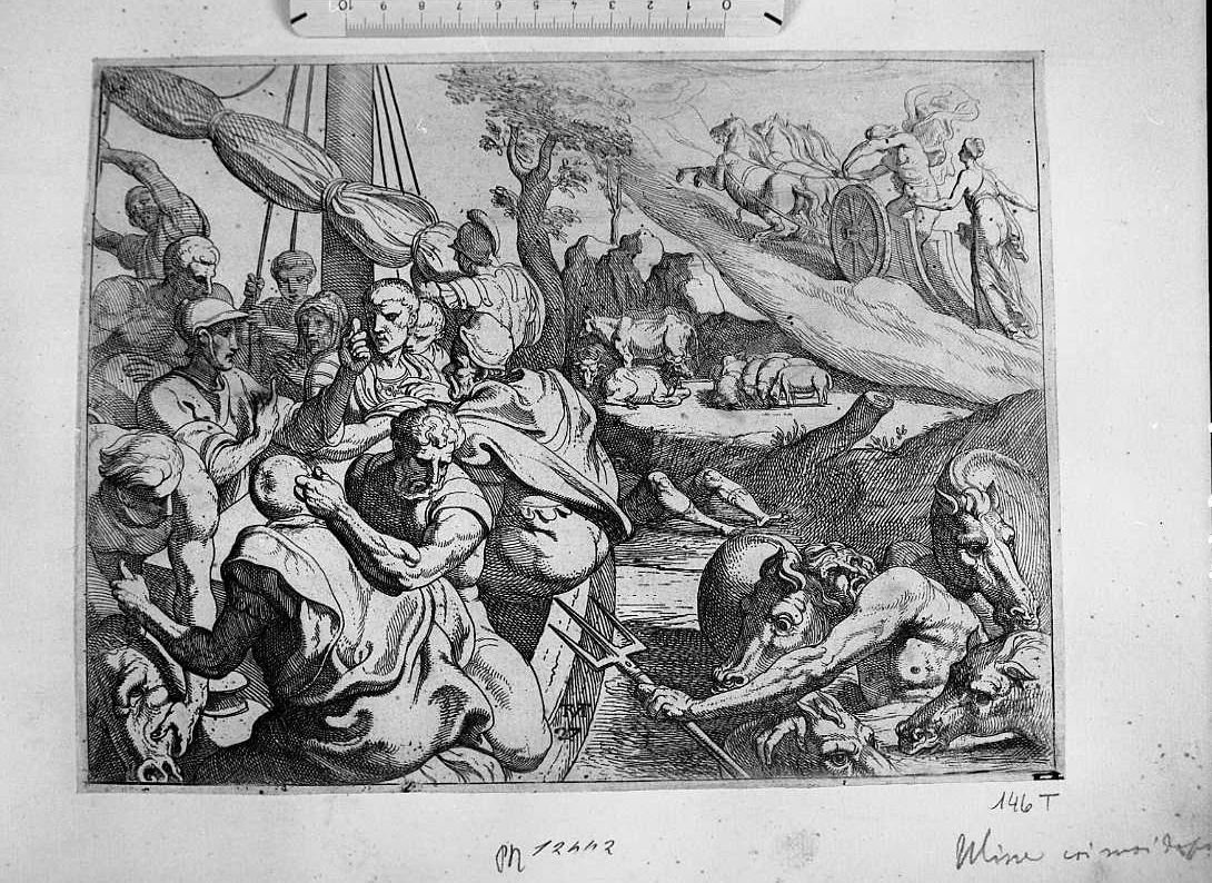 Ulisse dopo un banchetto, Storie di Ulisse (stampa tagliata) di Van Thulden Theodoor (sec. XVII)