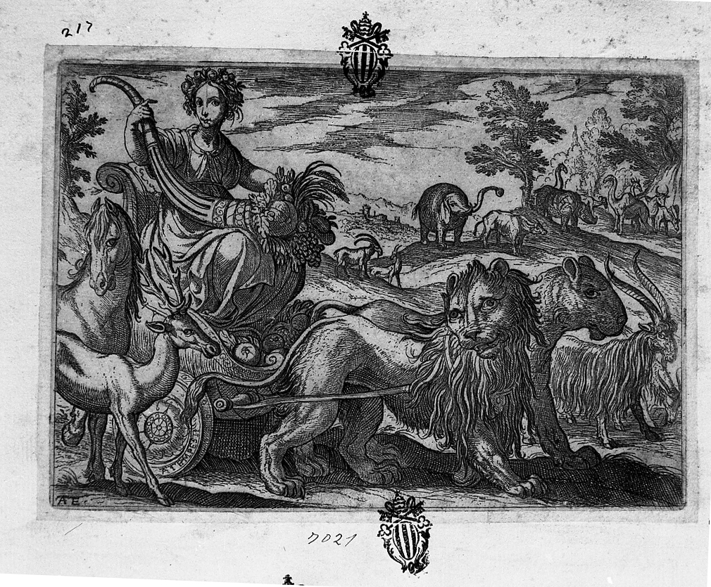 La Terra, allegorie dei quattro elementi: terra (stampa smarginata) di Tempesta Antonio (secc. XVI/ XVII)