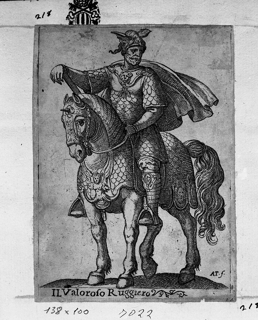 Ruggiero (stampa tagliata) di Tempesta Antonio (secc. XVI/ XVII)