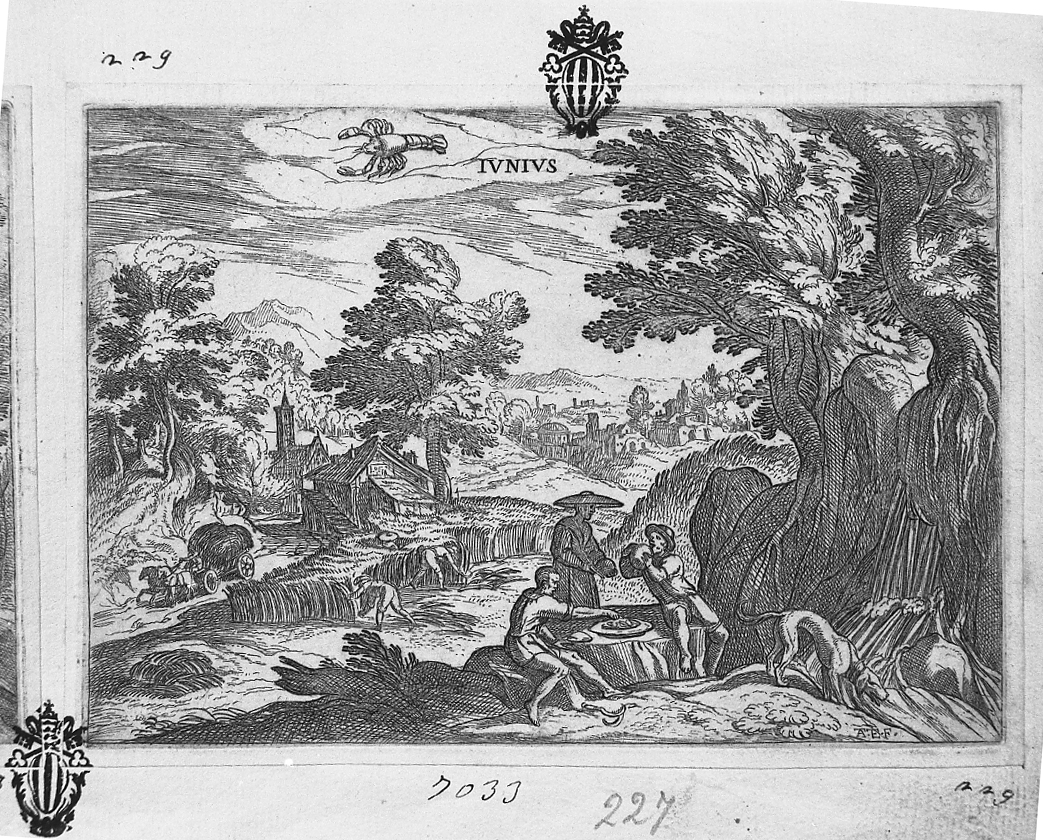 Giugno, dodici mesi (stampa tagliata) di Tempesta Antonio (secc. XVI/ XVII)