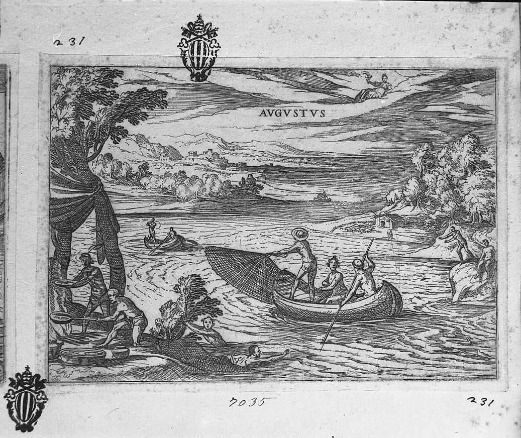 Agosto, dodici mesi (stampa tagliata) di Tempesta Antonio (secc. XVI/ XVII)
