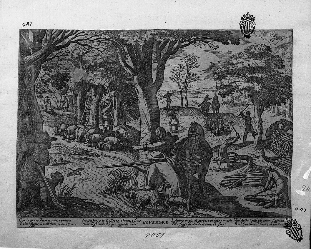 Novembre, dodici mesi (stampa smarginata) di Tempesta Antonio (sec. XVI)