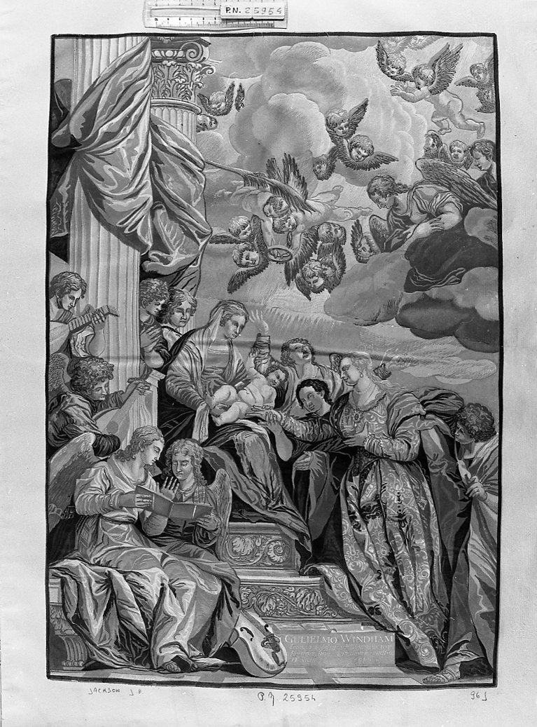 matrimonio mistico di Santa Caterina d'Alessandria, matrimonio mistico di Santa Caterina d'Alessandria (stampa a colori) di Jackson John Baptist (sec. XVIII)